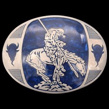 End of The Trail Motif Horseback Vintage Belt Buckle by ADM