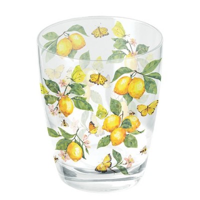 Trinkglas 9,5cm Zitronen und Schmetterling 250ml Wasserglas Saftglas Glasbecher