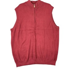 Roundtree  Yorke Knit Vest Red 3XT Big And Tall 1/4 Zip Academia Preppy Golf
