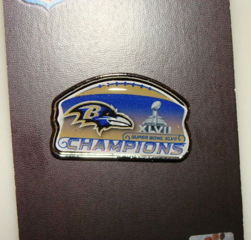 Button NFL Baltimore Ravens Lapel Pin 2012 Super Bowl 47 XLVII Champions Badge - Image 3 of 3