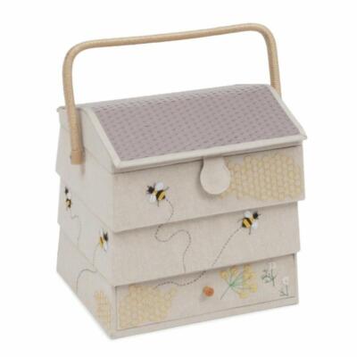 Nähkasten Bienenstock Haus groß (23.5 x 30 x 30 cm) Handarbeitstasche Nähkorb