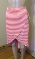 Women's Amy's Closet coral white striped asymetrical skirt size L large NWT $36