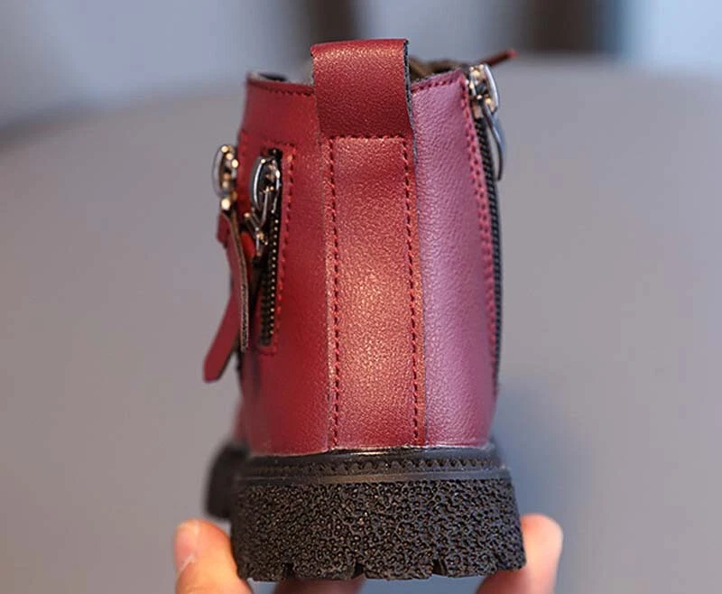 Toddler Kid Girl Boy Shoes Ankle Boots Baby Child Waterproof Lace Warm Fur Shoes - Image 3 of 4