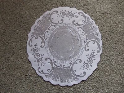  White lace Tea Time design Doily 15 round set of 2