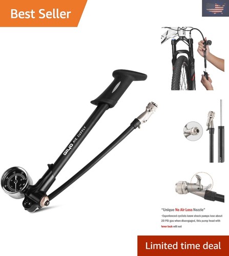 Durable Black High Pressure Shock Pump for Mountain Bike Suspension Inflation