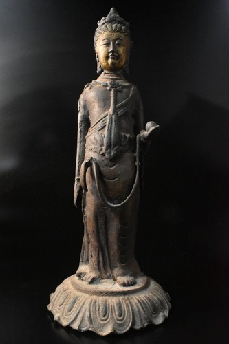 T4818: XF Japanese Iron BUDDHIST STATUE-shaped STATUE Buddhist art