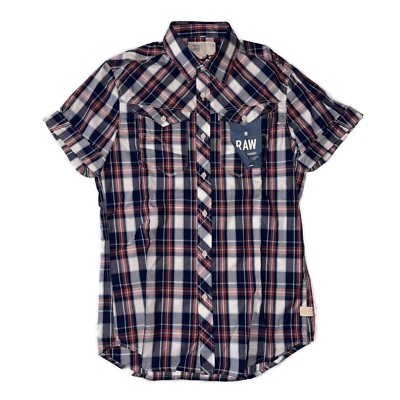 G-STAR Herren Hemd rot, blau-weiß kariert Arc 3D S/S UVP 60£