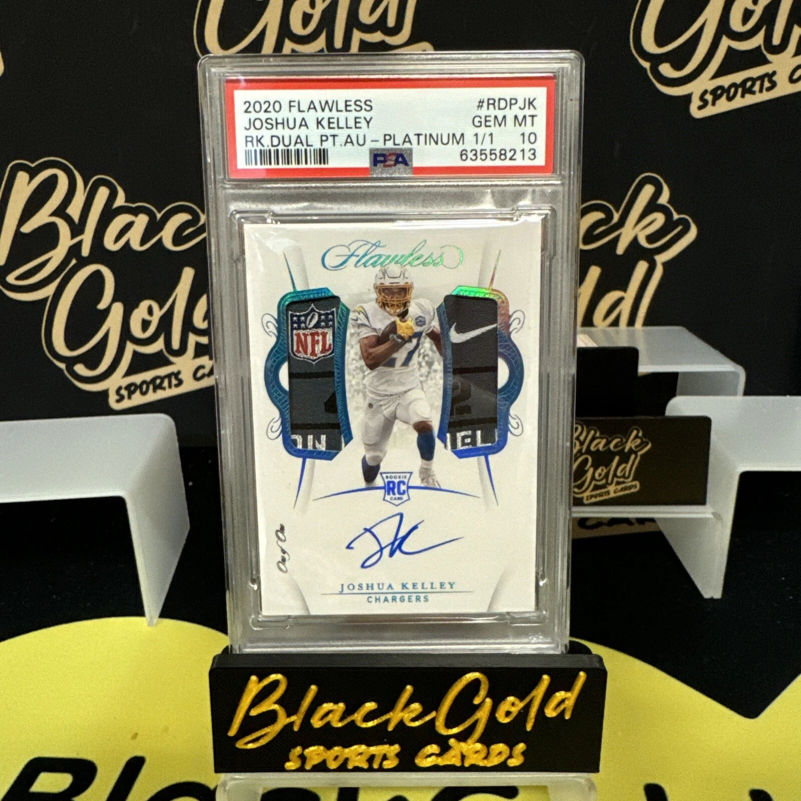 Joshua Kelley Panini Flawless Rookie Dual Patch Autographs #RDPJK Platinum 1/1