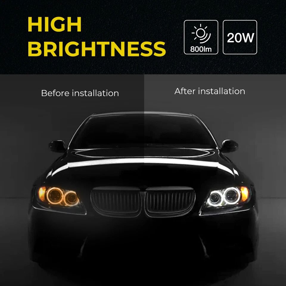 2x H8 LED Halo Angel Eyes Globes For BMW X5 E70 07-13 with Xenon Headlight White - Image 4 of 4