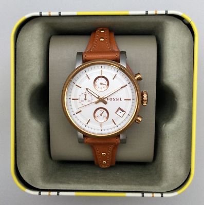 Fossil Boyfriend Watch Women ES3837 38mm Rose Gold Tone Date in