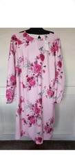 Yours Curve Women's Plus Size 16 Floral Print long sleeve Mid Length Dress Pink 