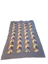 Vintage Handmade Blue Braided Rag Quilt Baby Child Size