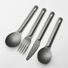 Portable Ultralight Titanium Tableware Long Handle Spoon Fork Outdoor EDC Kits