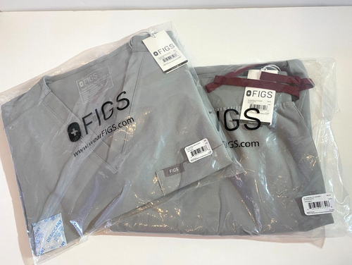 FIGS SET ZAMORA Jogger Gray/Cement Scrub Pants Sz 3XLR Top CATRINA 1 pocket 3XL
