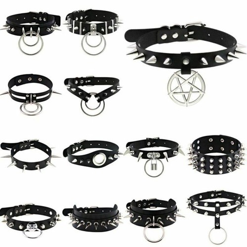 1 Pc Goth Punk Rivet Choker Collar For 