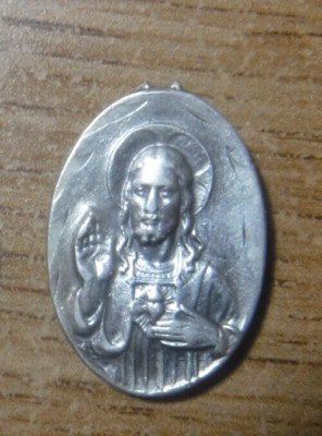 Vintage Sterling Silver Mt Carmel Medal, Scapular Substitute Medal #6ca