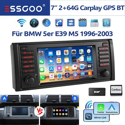 DAB+ Für BMW 5er E39 M5 1996-2003 Autoradio Android 15 2+64G Carplay GPS SWC FM
