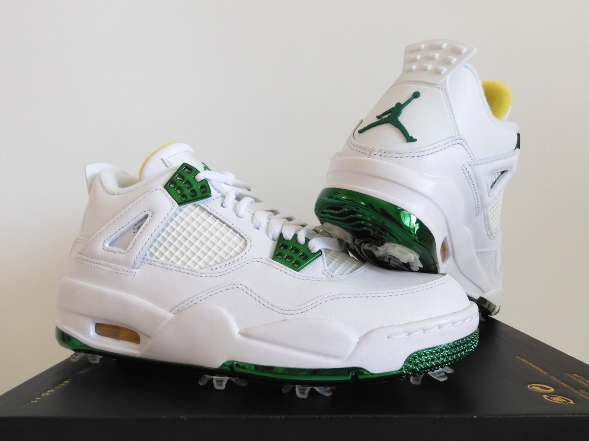 NIKE JORDAN IV 4 RETRO G NRG MASTERS WHITE-PINE GREEN-YELLOW SZ
