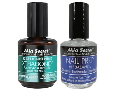 Mia Secret Xtrabond Primer 0.5oz & Nail Prep pH Balance 0.5oz Combo