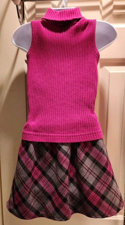 Conjunto de top corto y sin mangas línea A a cuadros rosa talla 4/5 de 2 piezas Exhilaration para niñas Foto 2 de 4