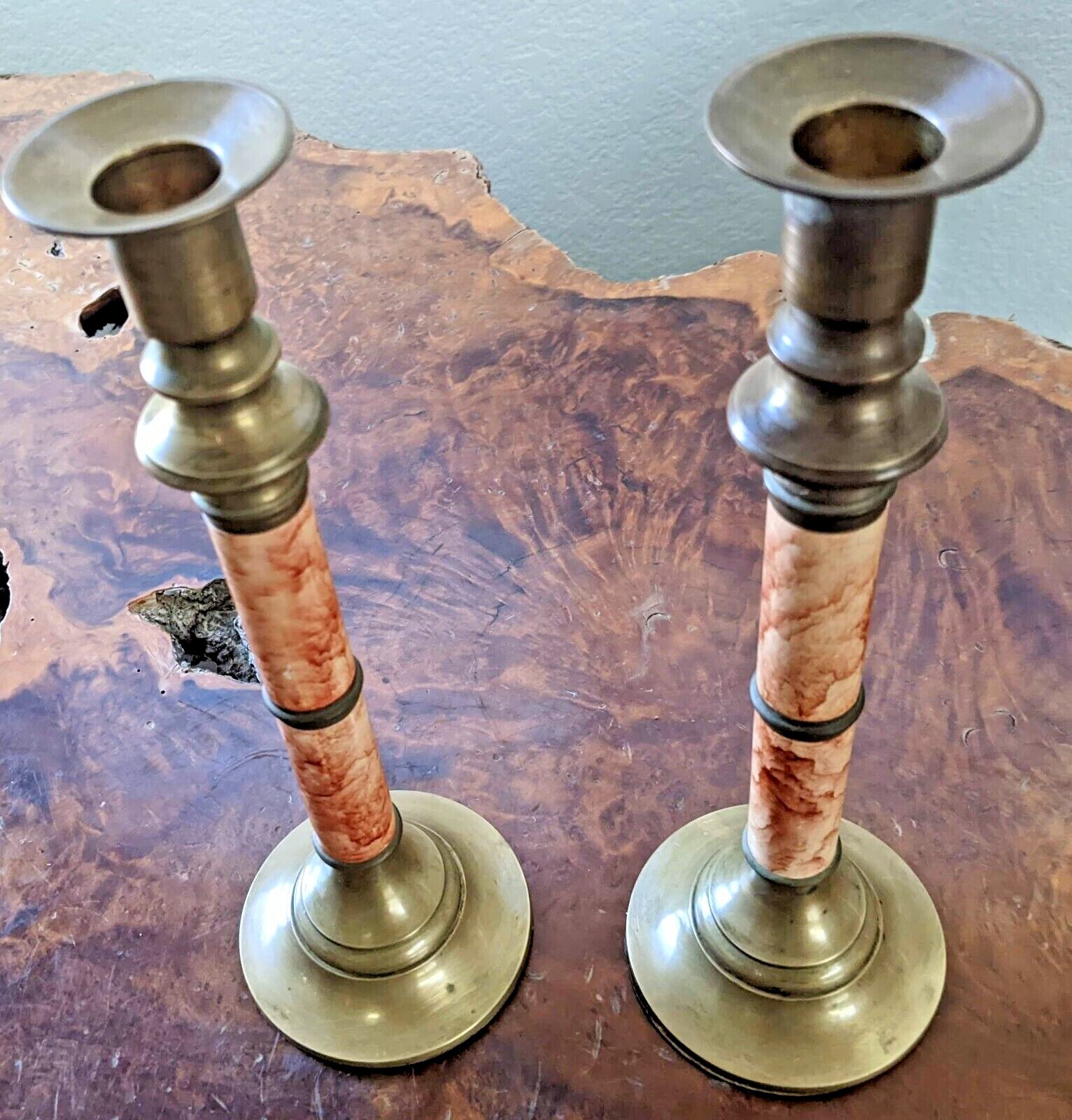 Vintage Brass Candlesticks The Import Collection Taiwan 10" Tall Set Of