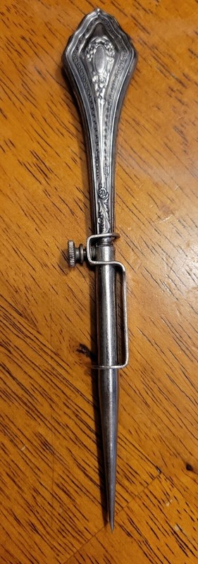 Antique Sterling Silver Art Nouveau Stiletto Punch Awl