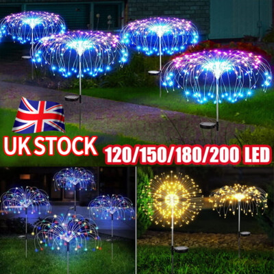 2/4x Solar Feuerwerksleuchte 120/150 LED Glitzer Weg Rasen Deko Außen Garten