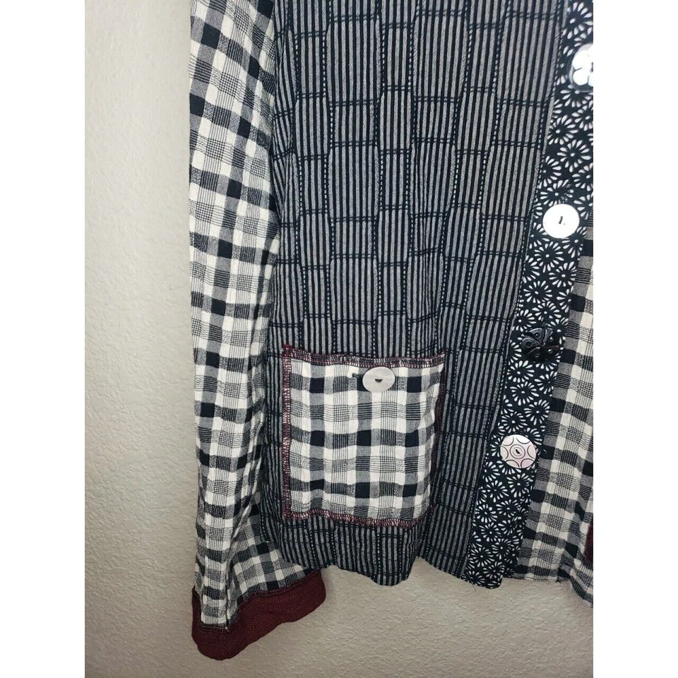 Patchwork Jacket Faith Celia Forrester Art To Wear MEDIUM LIGHTWEIGHT GRAY - Image 4 of 4