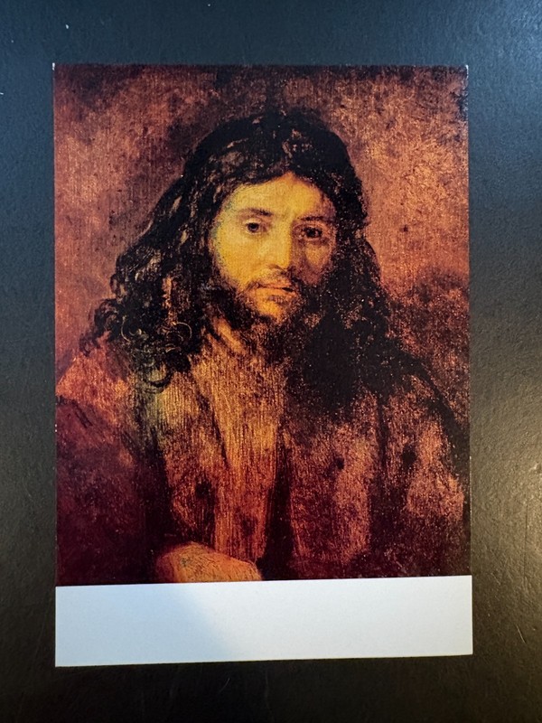 Postcard - Rembrandt - Study for a Christ Head, Museum Bredius, The Hague 6 x 4