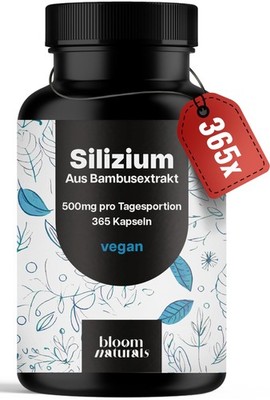 Silizium Kapseln 365 Stück - 500mg Tagesdosis - Organisch - Vegan