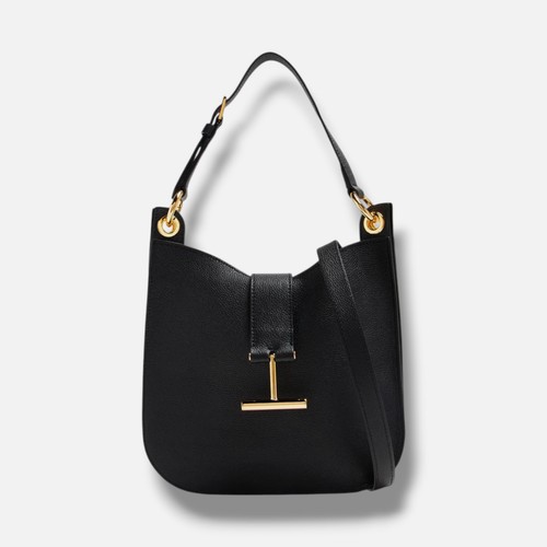 Tom Ford Women Black Tara Leather Crossbody Hand Hobo Purse Bag