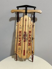 Flexy Flyer Classic Racer Mini Sled Decor 12  Wooden Vintage-Style Display