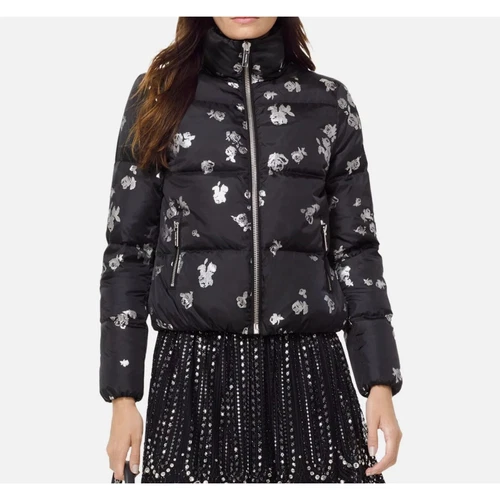 Giacca imbottita Michael Kors donna stampa lamina floreale nera piccola