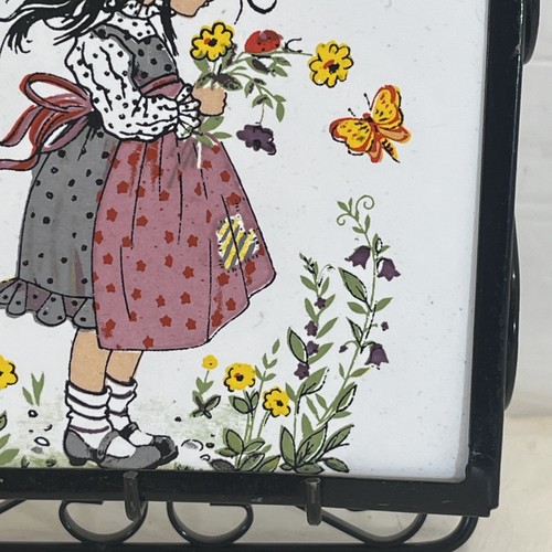 VTG 1970s Holly Hobbie Metal And Tile Two Pocket Letter & 3 Key Ring Holder - Picture 21 of 21