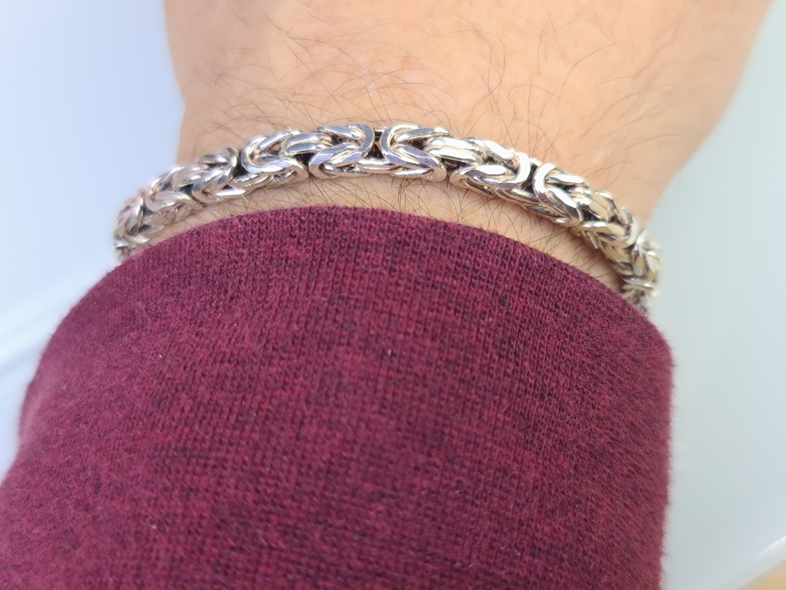 Sterling 925 Solid Silver Byzantine Chain 5mm Bra… - image 4