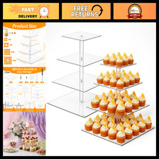 4 Tier Acrylic Cupcake Stand Set - 2 Pack Square Dessert Display for 52 Cupcakes