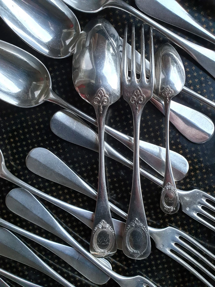 LOT 2 KG COUVERTS ARGENT MASSIF MINERVE 1ER TITRE 950/1000 - Photo 3/4