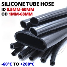 Black Silicone Tube Hose Id 0.5mm-60mm Od 1mm-68mm Soft Rubber Pipe