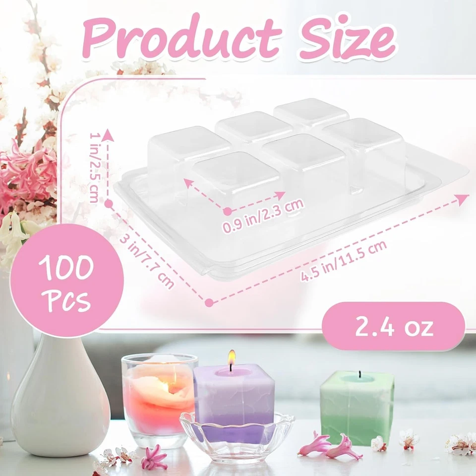 Контейнеры для расплава воска формы 6 полостей пластик воск расплав куб прозрачный пустой упаковка 100 шт. - Изображение 3 из 4