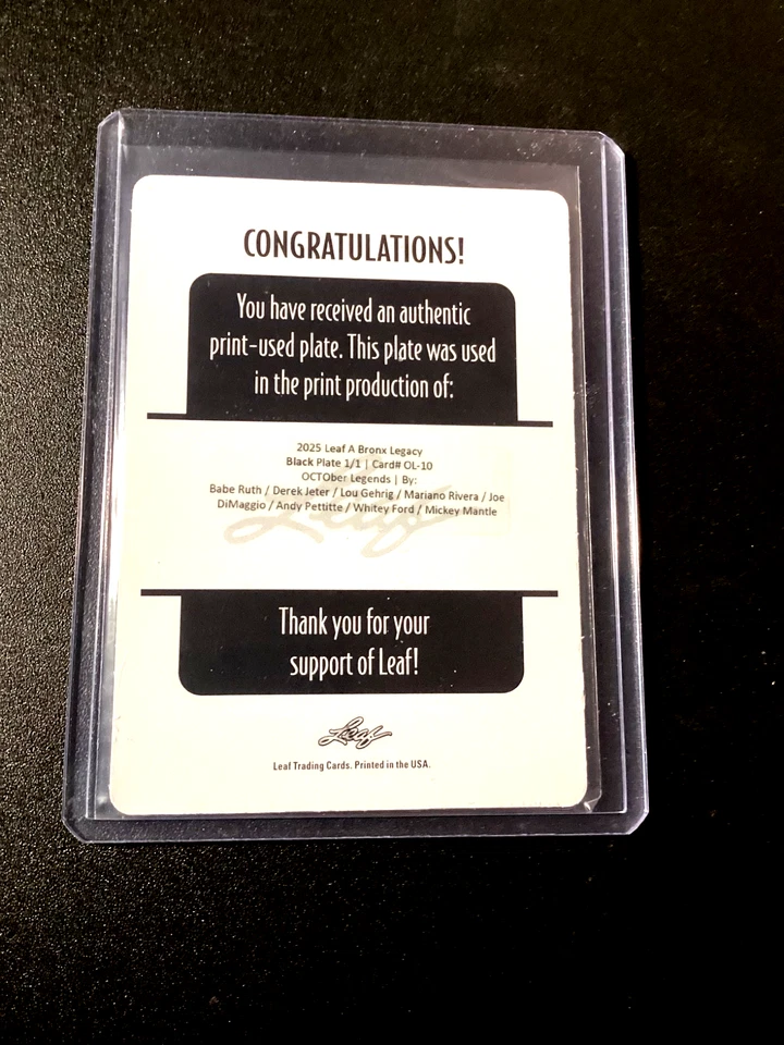 Placa de impresión Babe Ruth 1/1 2024 Mickey Mantle Derek Jeter Joe DiMaggio Lou Gehrig Foto 4 de 4