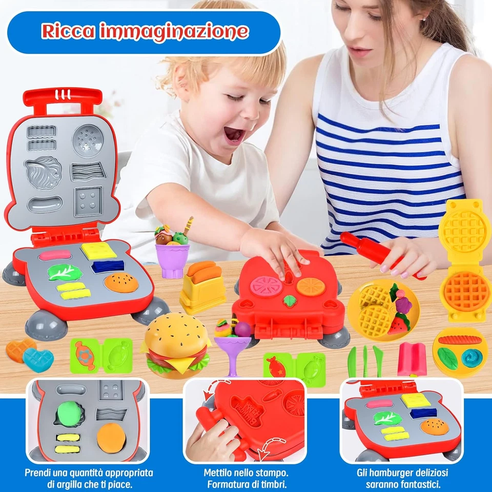 Formine per Plastilina, 46 Pasta Modellabile Con Macchina, 12 Vasetti, Giochi pe - Immagine 2 di 4