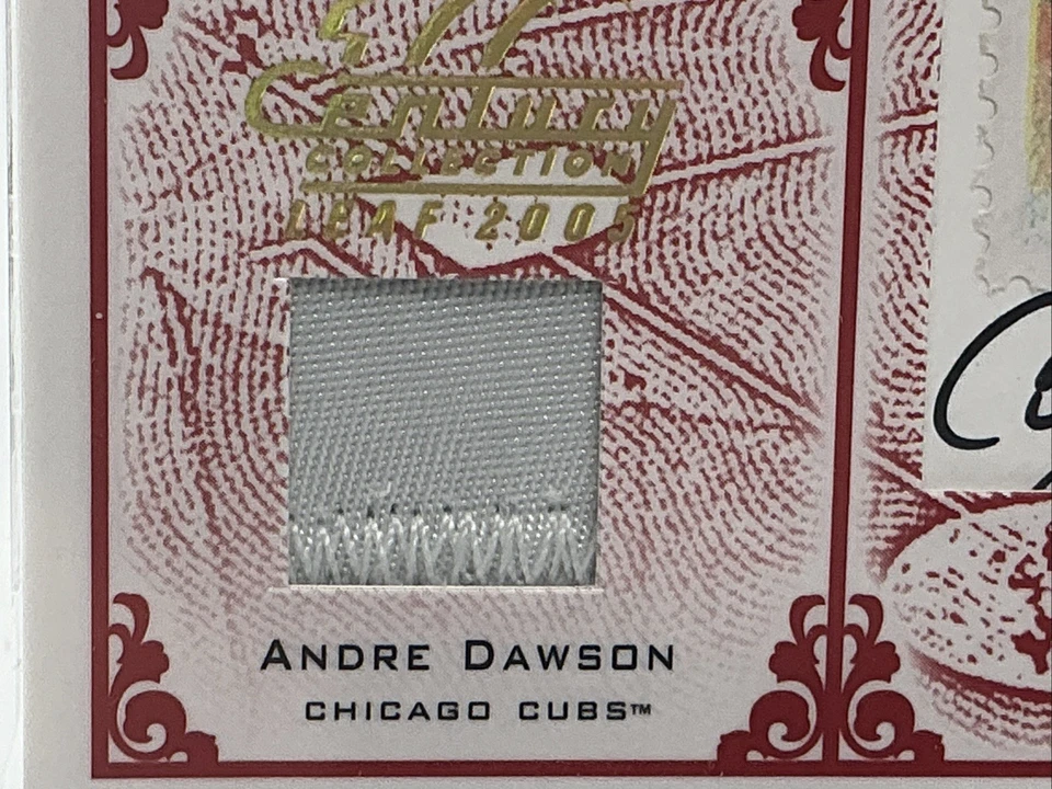 2004 Leaf Donruss Playoff selo de beisebol autografado com patch Andre Dawson /10 filhotes - Imagem 3 de 4