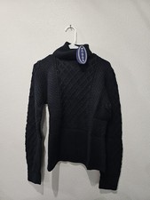SCOOP Women's Cable Sweater Turtle Neck Black Long Sleeve Sweater L 12-14 New