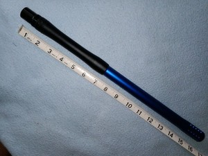 Dye Ultralite 16" Autococker 2 Pc. Black Dust Barrel Back Standard Bore Blue Tip