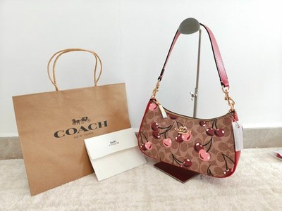 Model CY694 Teri Shoulder Bag In Signature Canvas With Cherry Print CY694