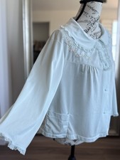 Vintage 60s Shadowline Baby Blue Embroidered Lace Bed Jacket Robe Lingerie Night