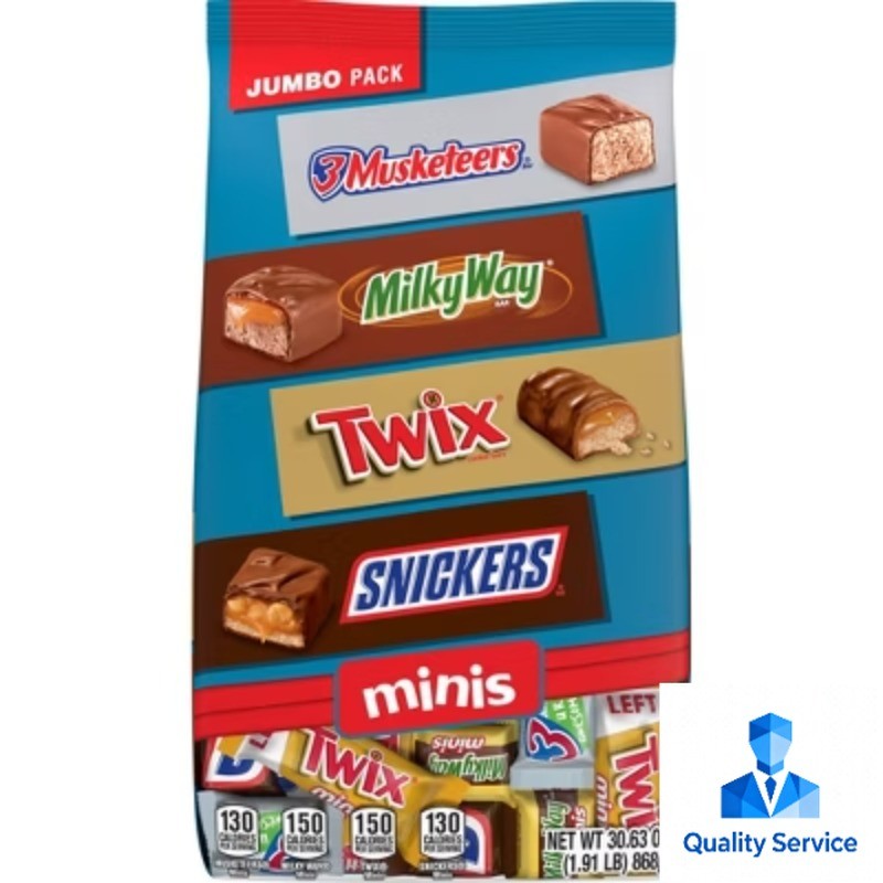 Snickers, Twix, Milky Way & 3 Musketeers Minis Candy 30.63oz/110ct Bulk Bag
