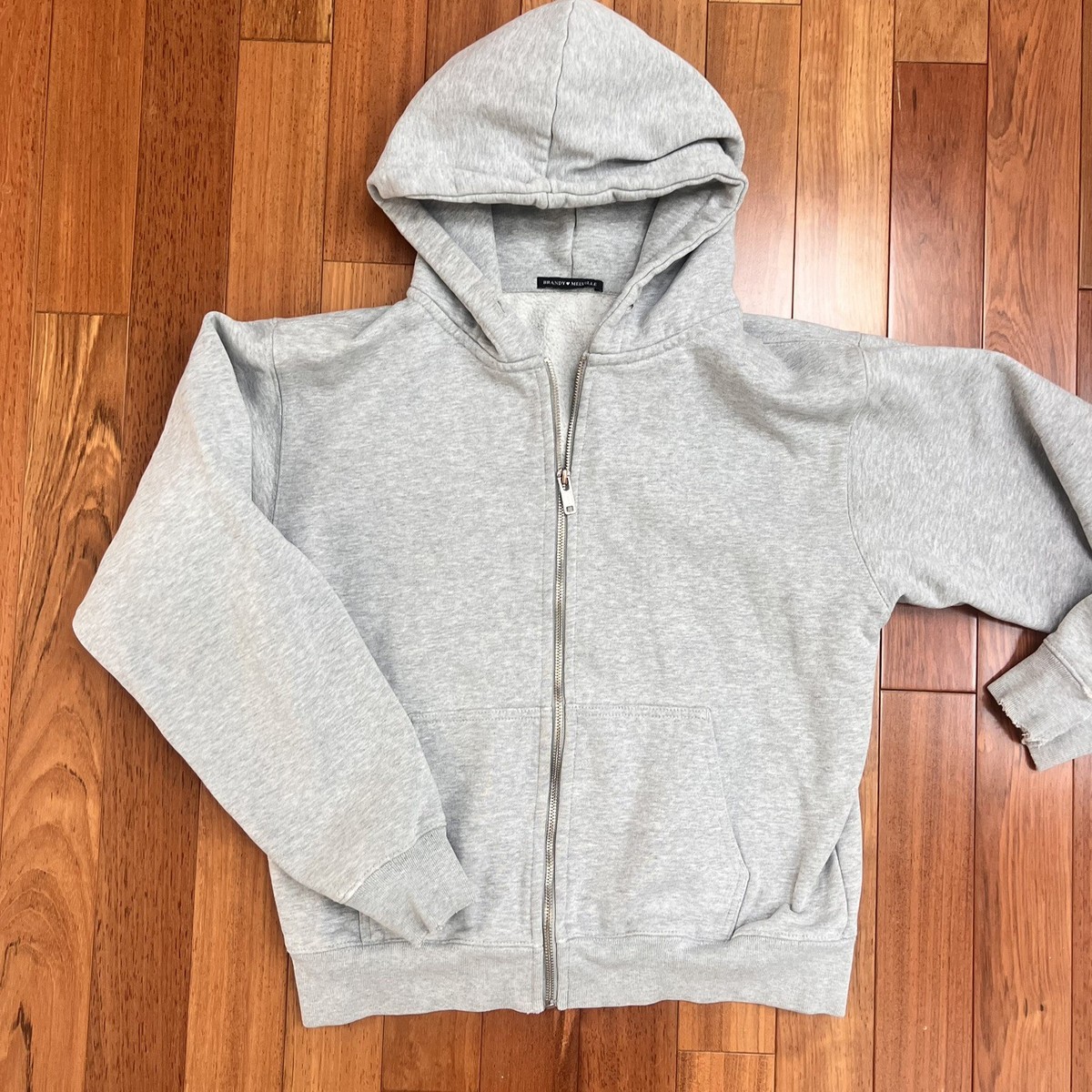 Brandy Melville Gray Full Zip Hoodie Sweatshirt- XS-M | eBay