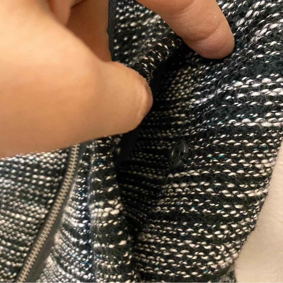 Bench Vail Fleece Lined Black & White tweed Jacket asymmetrical zipper -XS/4 - Image 4 of 4