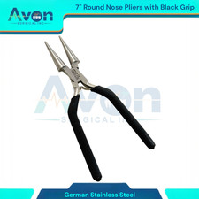 7in Round Nose Wire Looping Pliers with Black Grip Handle, Spring Loaded